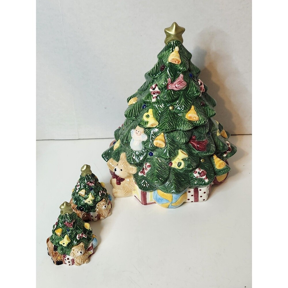 Vtg 1995 Home Trends Ceramic Christmas Tree Cookie Jar